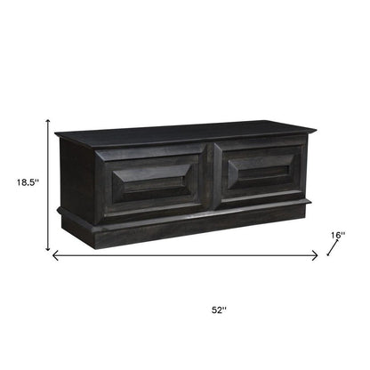 52" Dark Brown Solid Wood Storage Ottoman HomeRoots