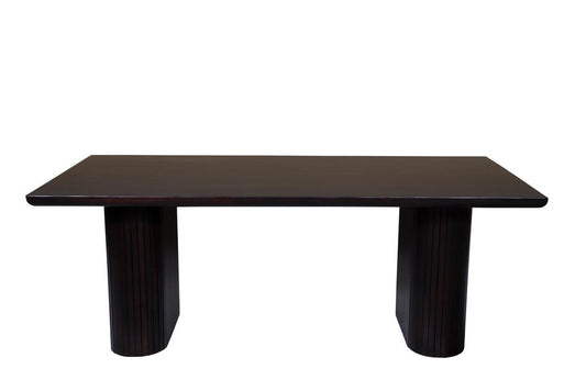 82" Dark Brown Wood Double Pedestal Base Dining Table HomeRoots