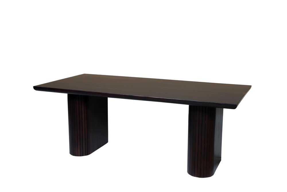 82" Dark Brown Wood Double Pedestal Base Dining Table HomeRoots
