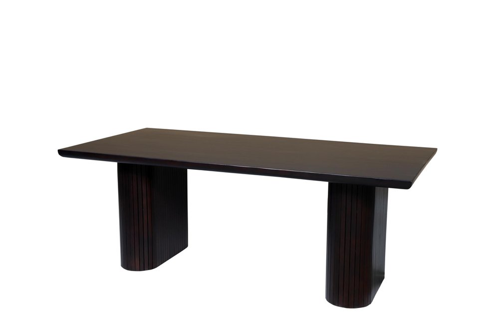 82" Dark Brown Wood Double Pedestal Base Dining Table HomeRoots