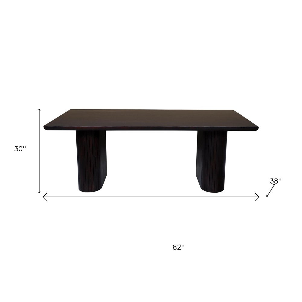 82" Dark Brown Wood Double Pedestal Base Dining Table HomeRoots