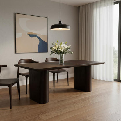 82" Dark Brown Wood Double Pedestal Base Dining Table HomeRoots