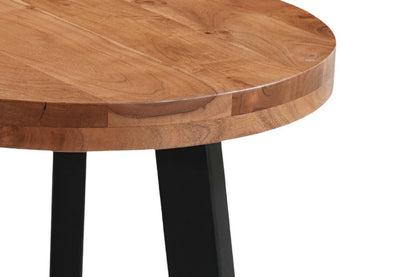 Set Of Two Natural and Black Solid Wood and Iron Round Cross Legs Coffee Table HomeRoots