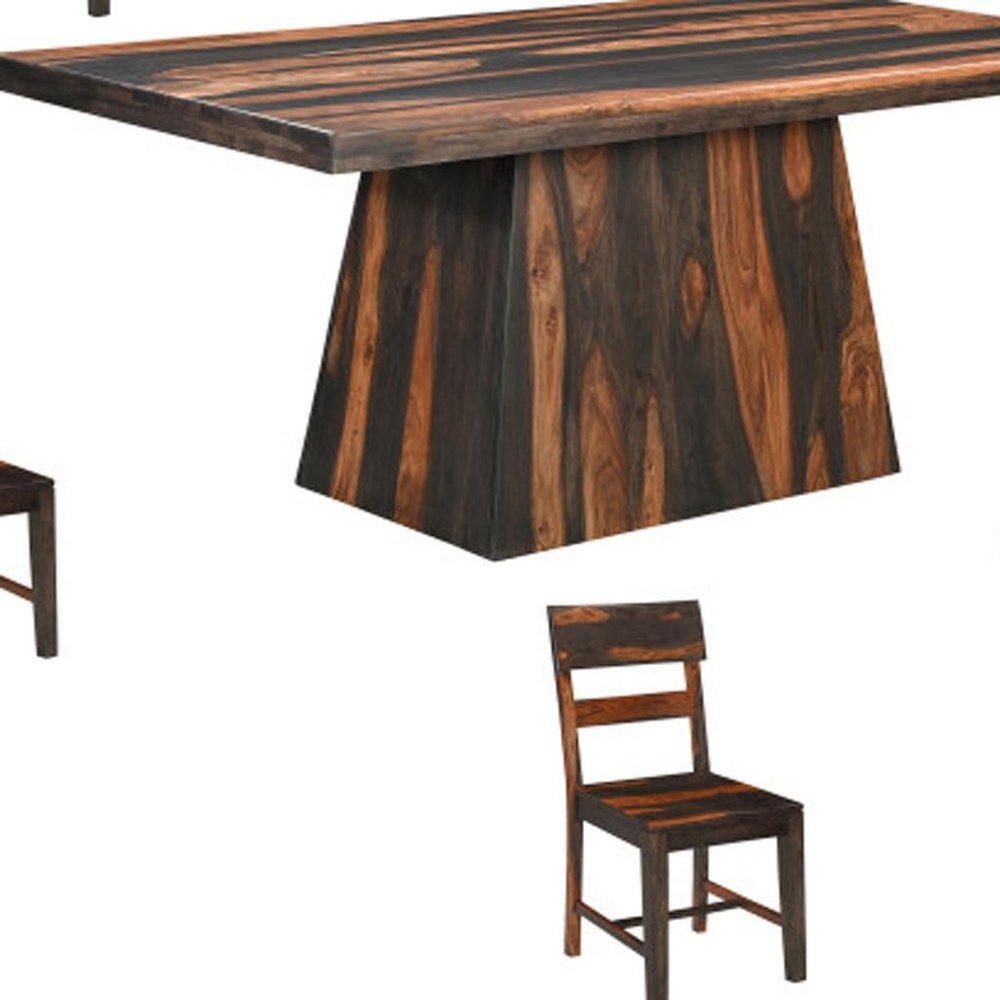 Seven Piece Brown Solid Wood Dining Set with Six Chairs HomeRoots