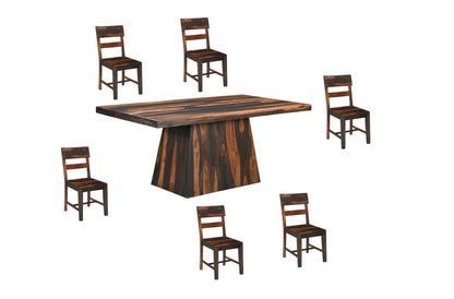 Seven Piece Brown Solid Wood Dining Set with Six Chairs HomeRoots
