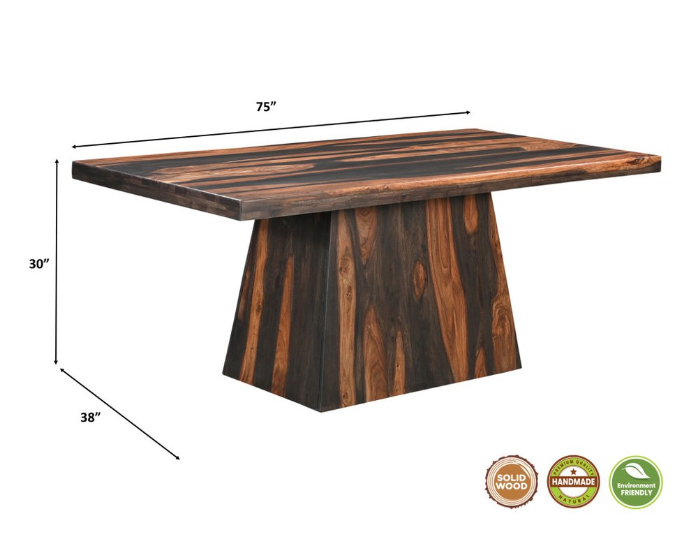 Seven Piece Brown Solid Wood Dining Set with Six Chairs HomeRoots