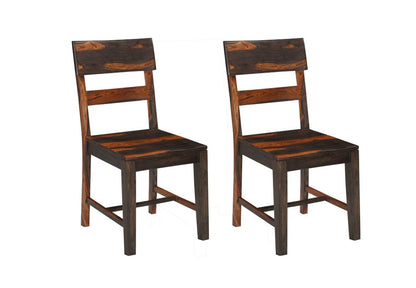 Set of Two Dark Brown Solid Wood Ladder Back Dining Side Chairs HomeRoots