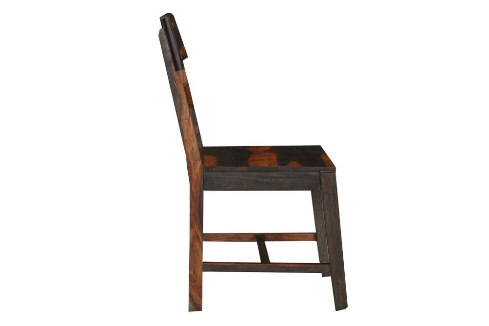 Set of Two Dark Brown Solid Wood Ladder Back Dining Side Chairs HomeRoots