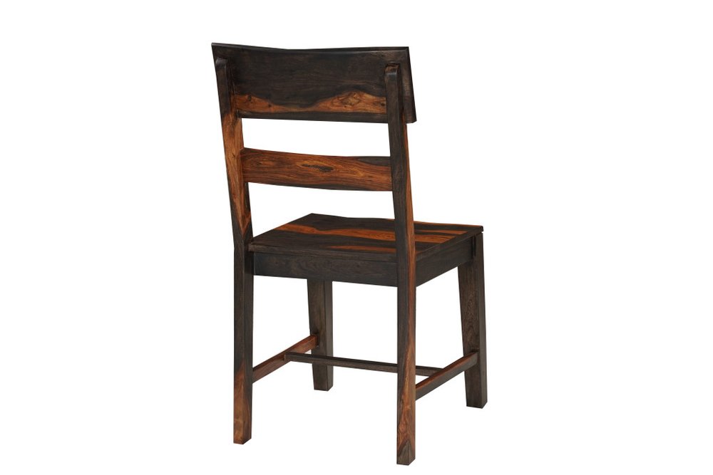 Set of Two Dark Brown Solid Wood Ladder Back Dining Side Chairs HomeRoots