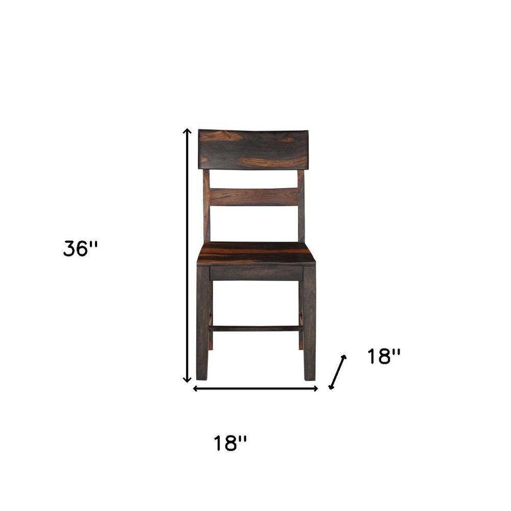 Set of Two Dark Brown Solid Wood Ladder Back Dining Side Chairs HomeRoots