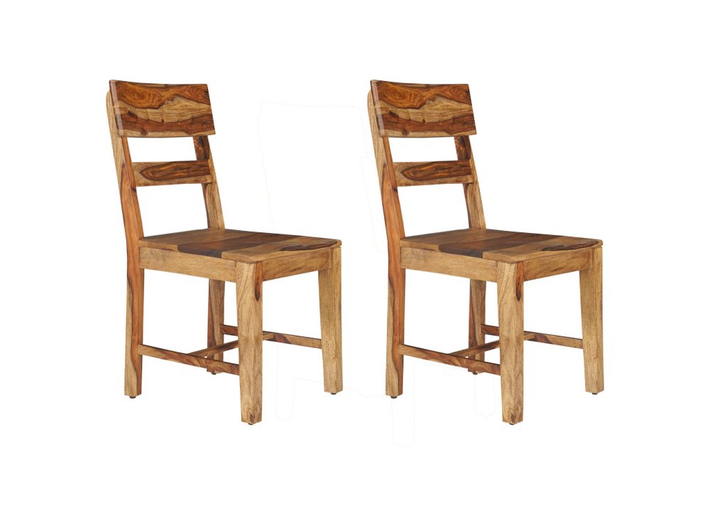 Set of Two Brown Solid Wood Ladder Back Dining Side Chairs HomeRoots