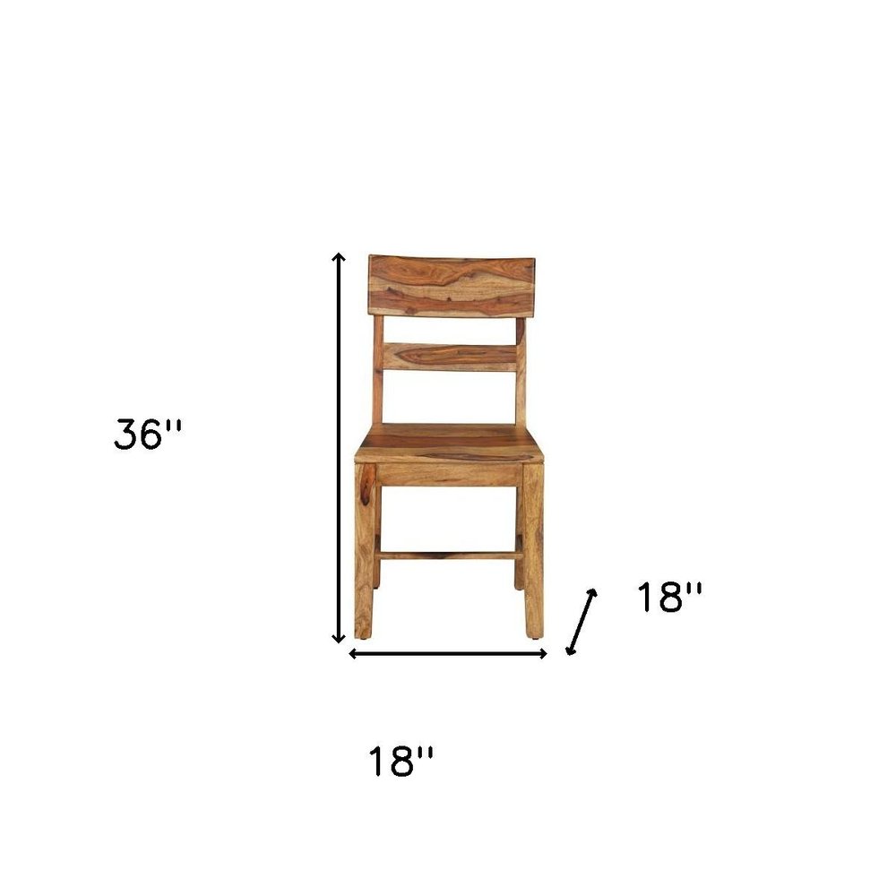 Set of Two Brown Solid Wood Ladder Back Dining Side Chairs HomeRoots