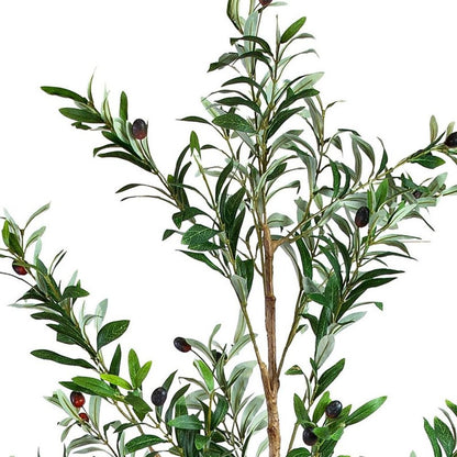 Set of Two 72" Green Artificial Olive Trees in a Black Pots HomeRoots