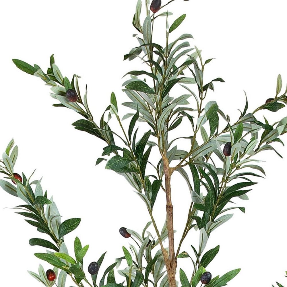 Set Of Two 84" Green Artificial Olive Trees in a Black Pot HomeRoots