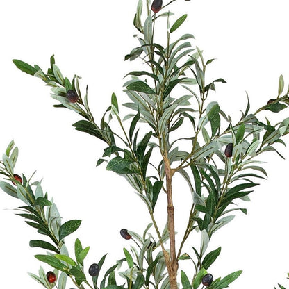 Set Of Two 84" Green Artificial Olive Trees in a Black Pot HomeRoots