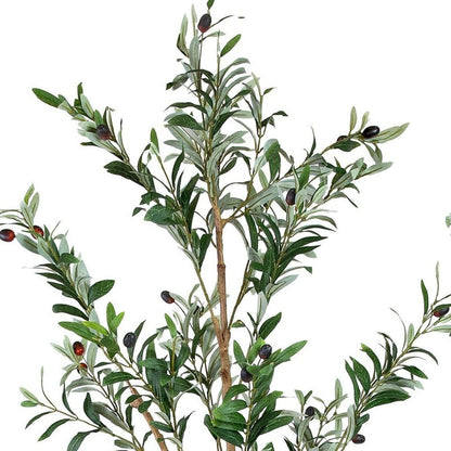 Set Of Two 84" Green Artificial Olive Trees in a Black Pot HomeRoots