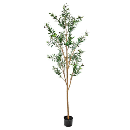 72" Green Olive Artificial Tree in a Black Pot HomeRoots