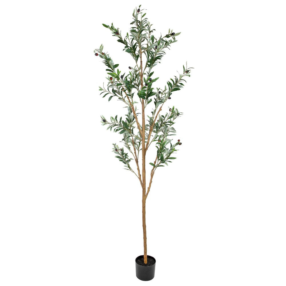84" Green Olive Artificial Tree in a Black Pot HomeRoots