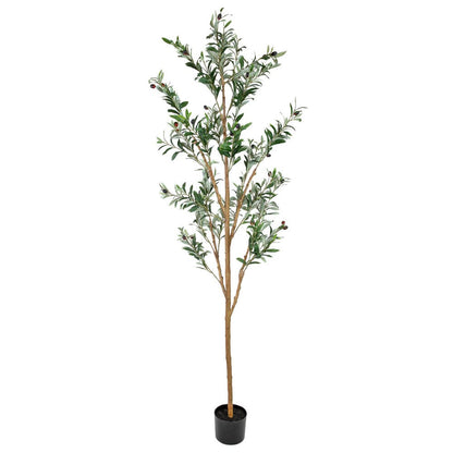 84" Green Olive Artificial Tree in a Black Pot HomeRoots