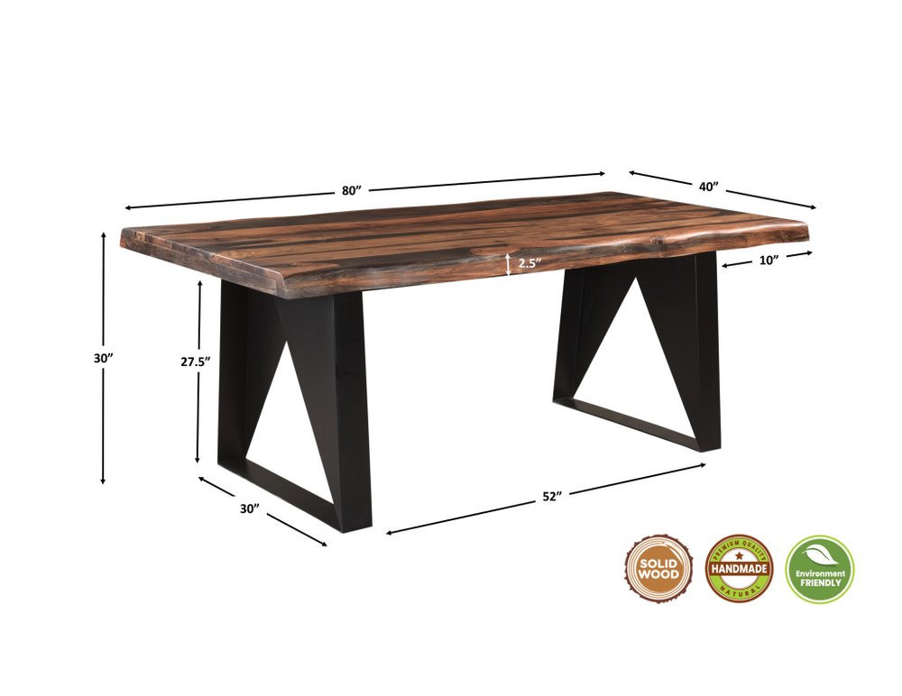 Seven Piece Brown and Black Solid Wood Dining Set with Six Chairs and One Bench HomeRoots