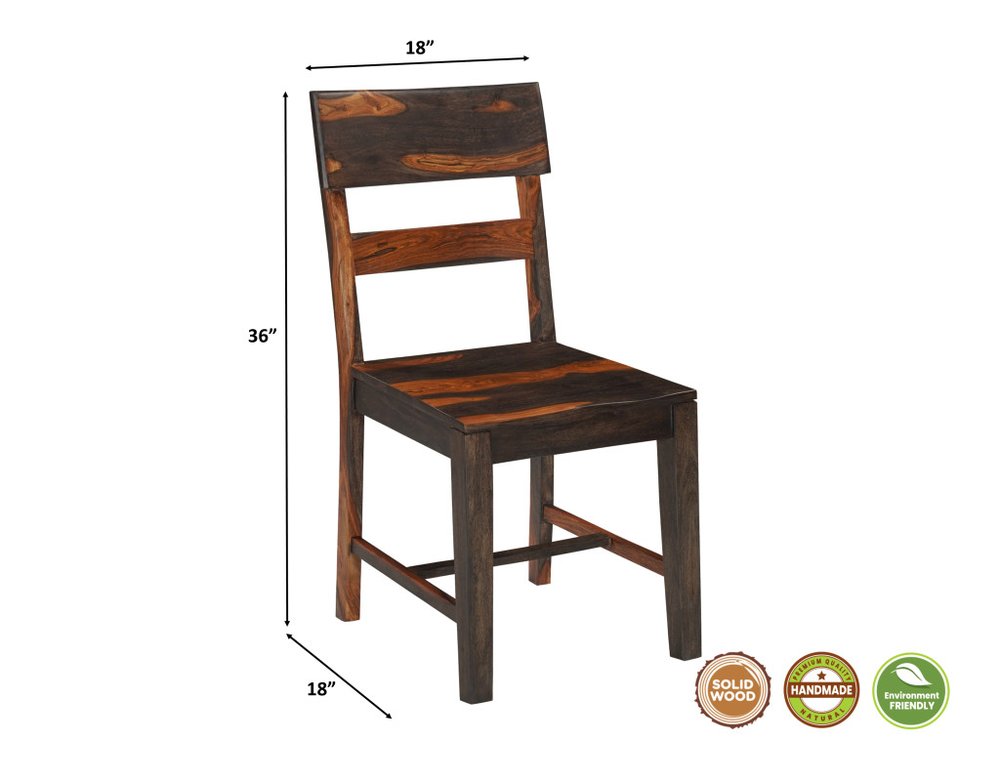 Seven Piece Brown and Black Solid Wood Dining Set with Six Chairs and One Bench HomeRoots