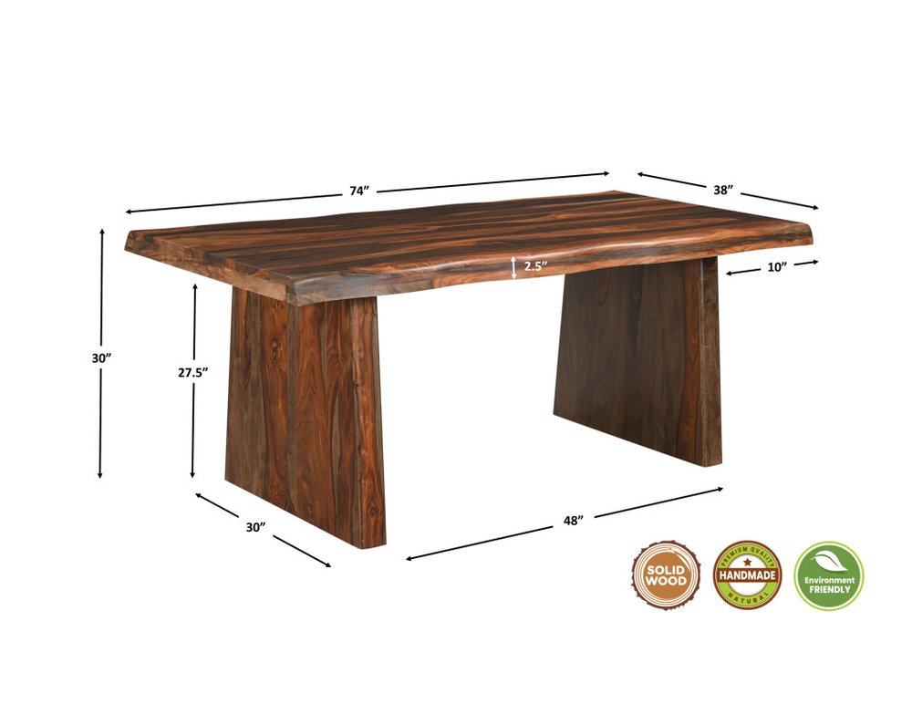 Seven Piece Brown Solid Wood Dining Set with Six Chairs and One Bench HomeRoots