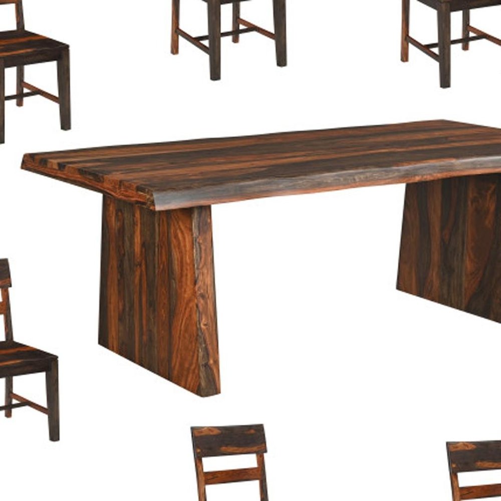 Nine Piece Brown Solid Wood Dining Set with Eight Chairs and One Bench HomeRoots