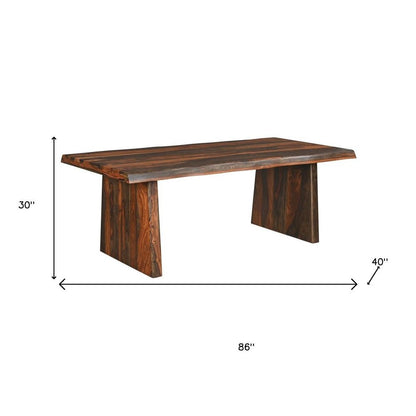 Nine Piece Brown Solid Wood Dining Set with Eight Chairs and One Bench HomeRoots
