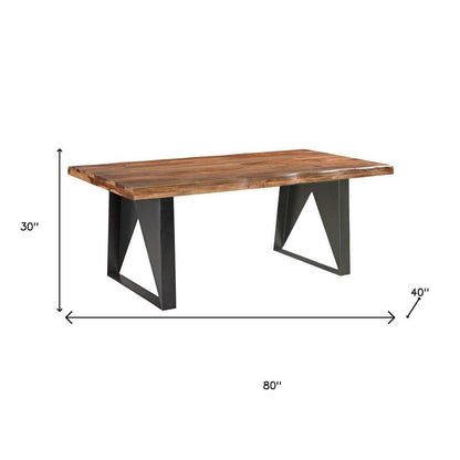 Seven Piece Brown and Black Solid Wood Dining Set with Six Chairs and One Bench HomeRoots