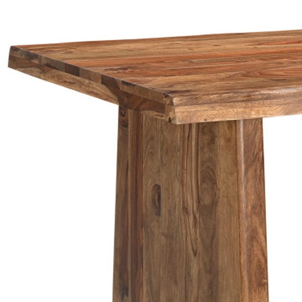 Seven Piece Brown Solid Wood Dining Set with Six Chairs and One Bench HomeRoots