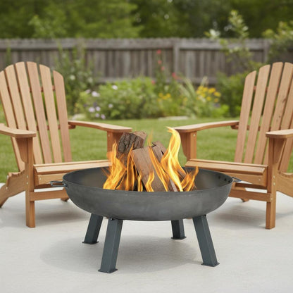 34" Gray Cast Iron Wood Burning Round Fire Pit HomeRoots