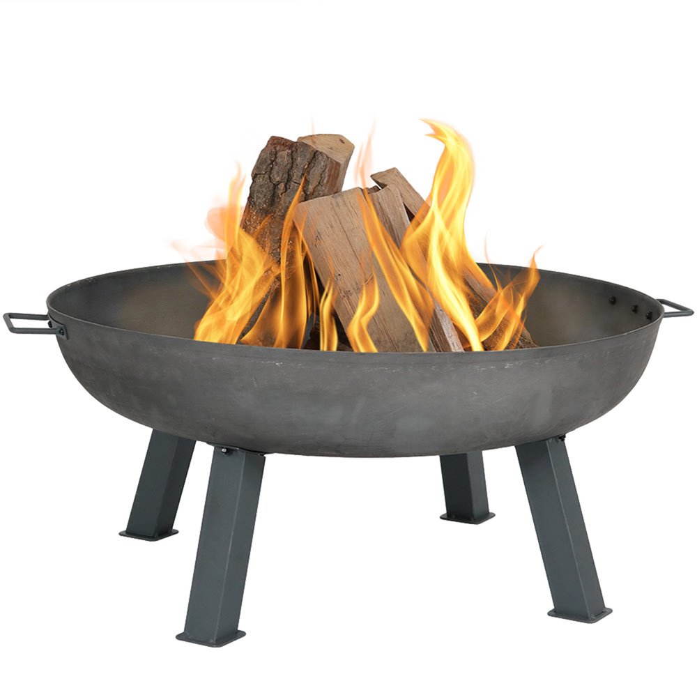 34" Gray Steel Wood Burning Round Fire pit HomeRoots