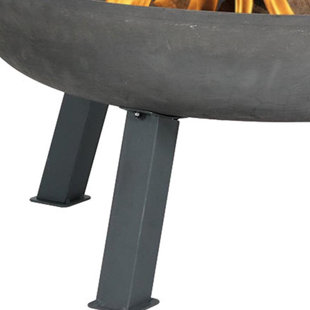 34" Gray Cast Iron Wood Burning Round Fire Pit HomeRoots