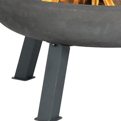 34" Gray Steel Wood Burning Round Fire pit HomeRoots