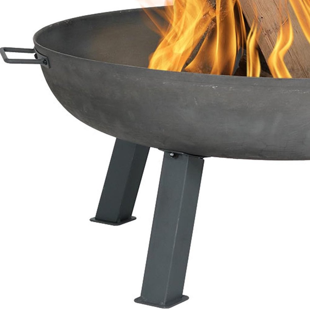 34" Gray Steel Wood Burning Round Fire pit HomeRoots