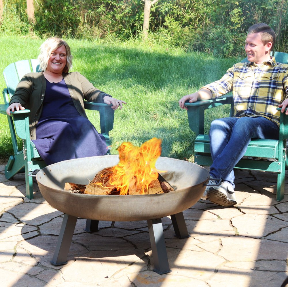 34" Gray Cast Iron Wood Burning Round Fire Pit HomeRoots