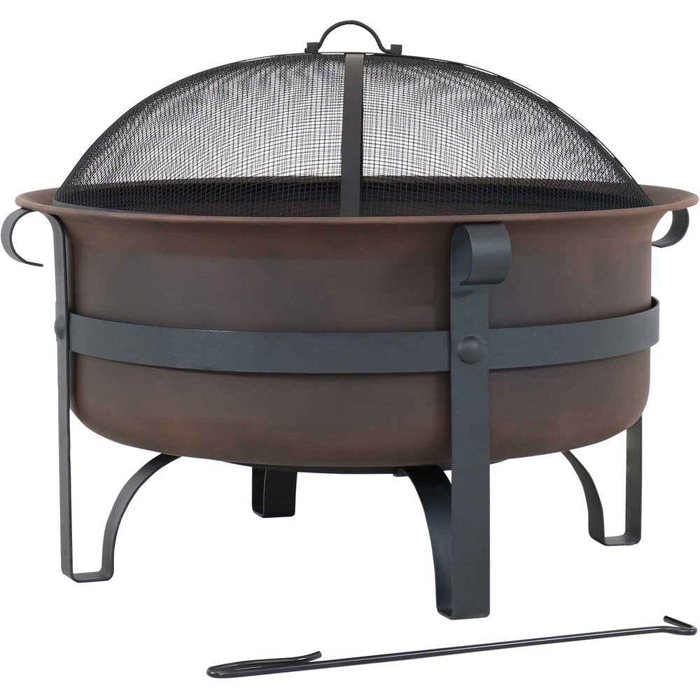 29" Bronze Steel Wood Burning Round Fire pit HomeRoots