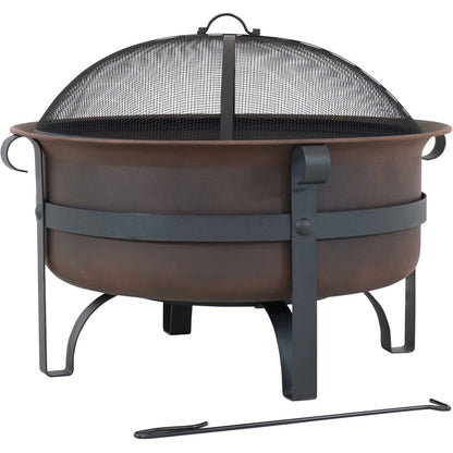 29" Bronze Steel Wood Burning Round Fire pit HomeRoots
