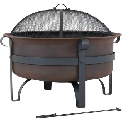 29" Bronze Steel Wood Burning Round Fire Pit HomeRoots