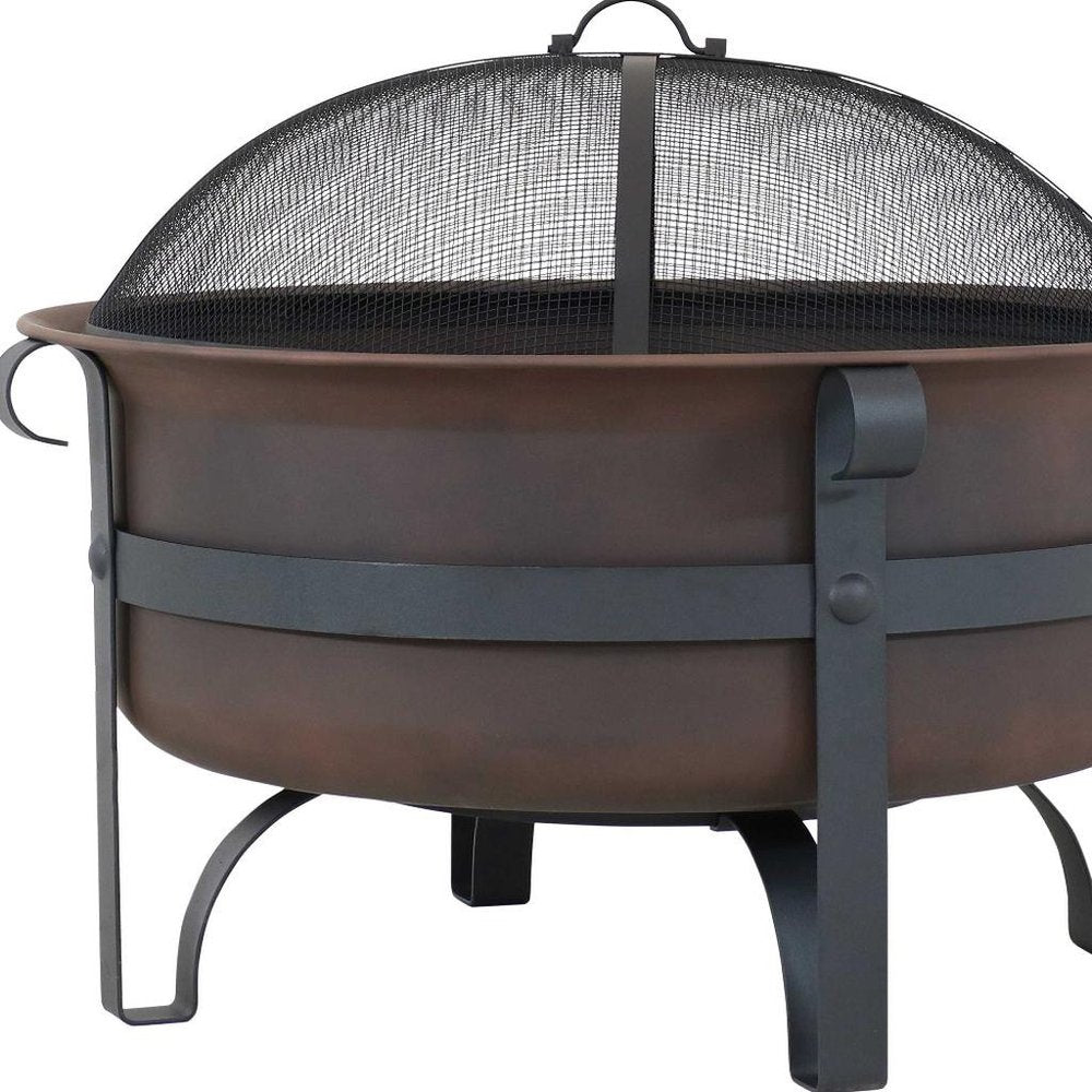 29" Bronze Steel Wood Burning Round Fire Pit HomeRoots