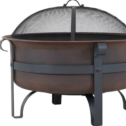 29" Bronze Steel Wood Burning Round Fire Pit HomeRoots