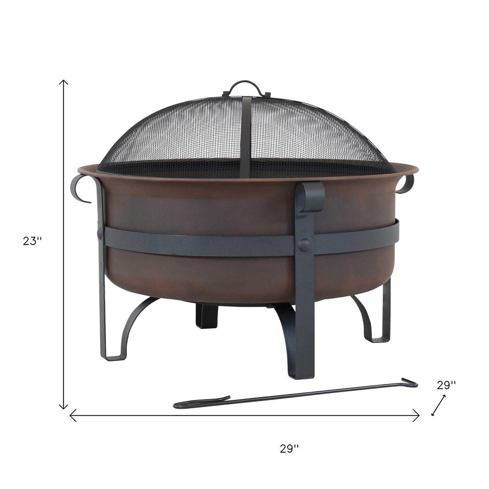 29" Bronze Steel Wood Burning Round Fire Pit — view 7