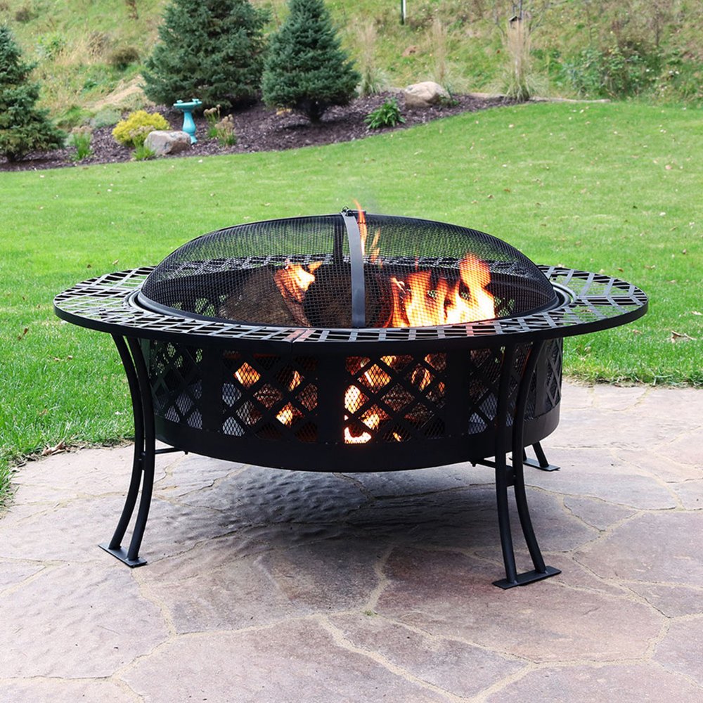 40" Black Steel Wood Burning Round Fire Pit HomeRoots