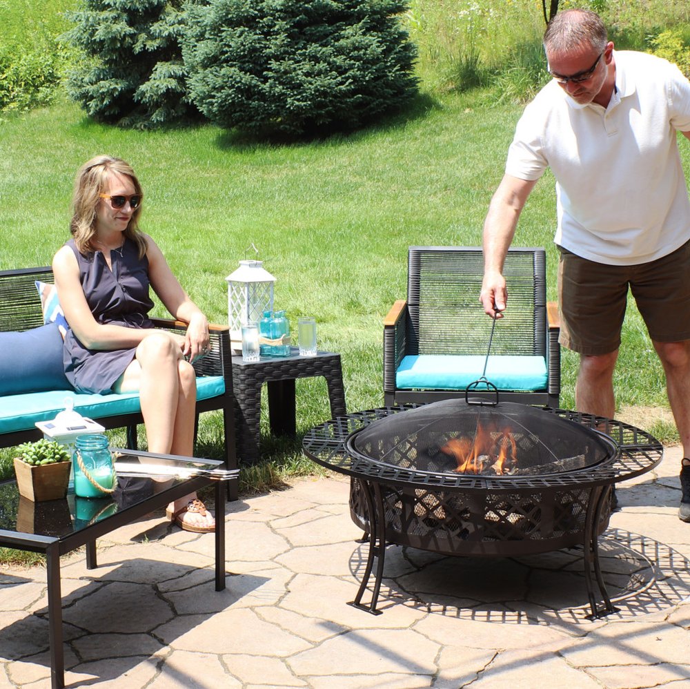40" Black Steel Wood Burning Round Fire Pit HomeRoots