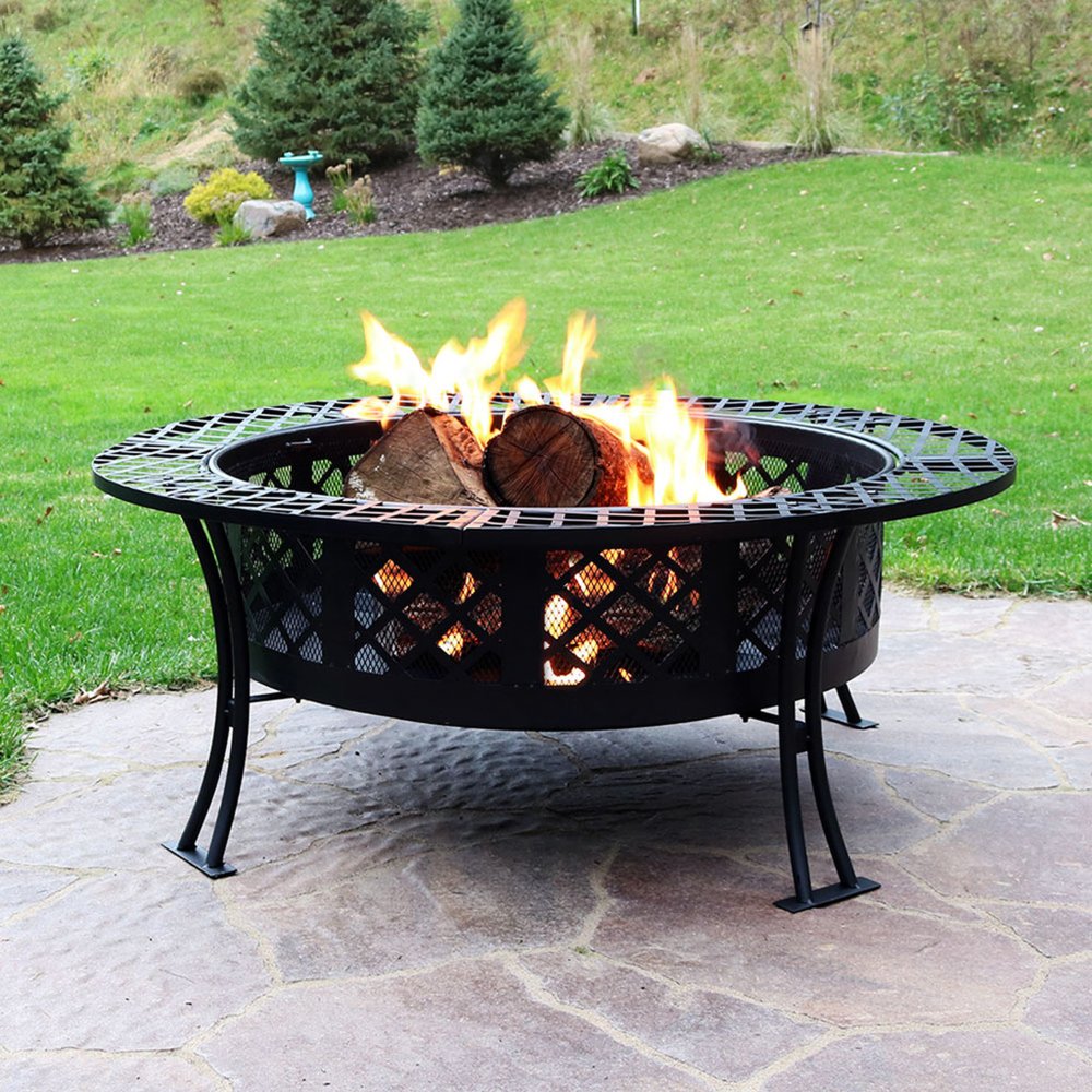 40" Black Steel Wood Burning Round Fire Pit HomeRoots