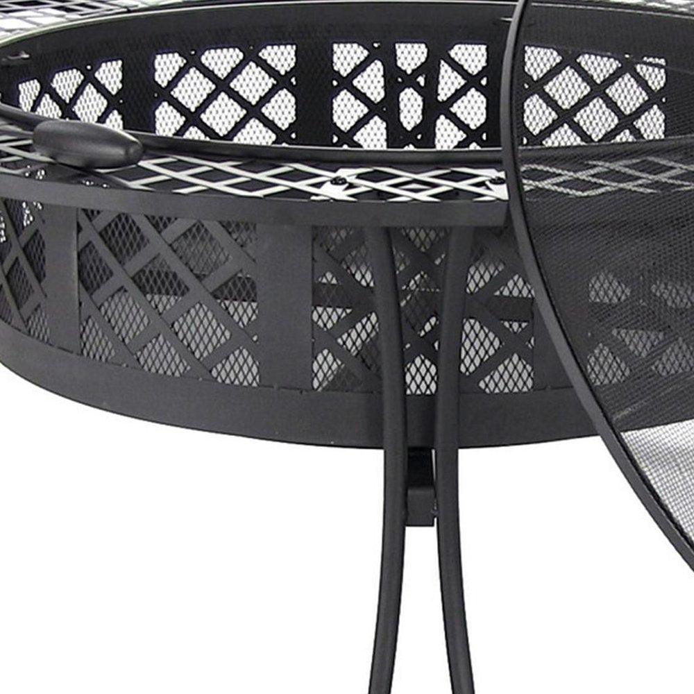 40" Black Steel Wood Burning Round Fire Pit HomeRoots