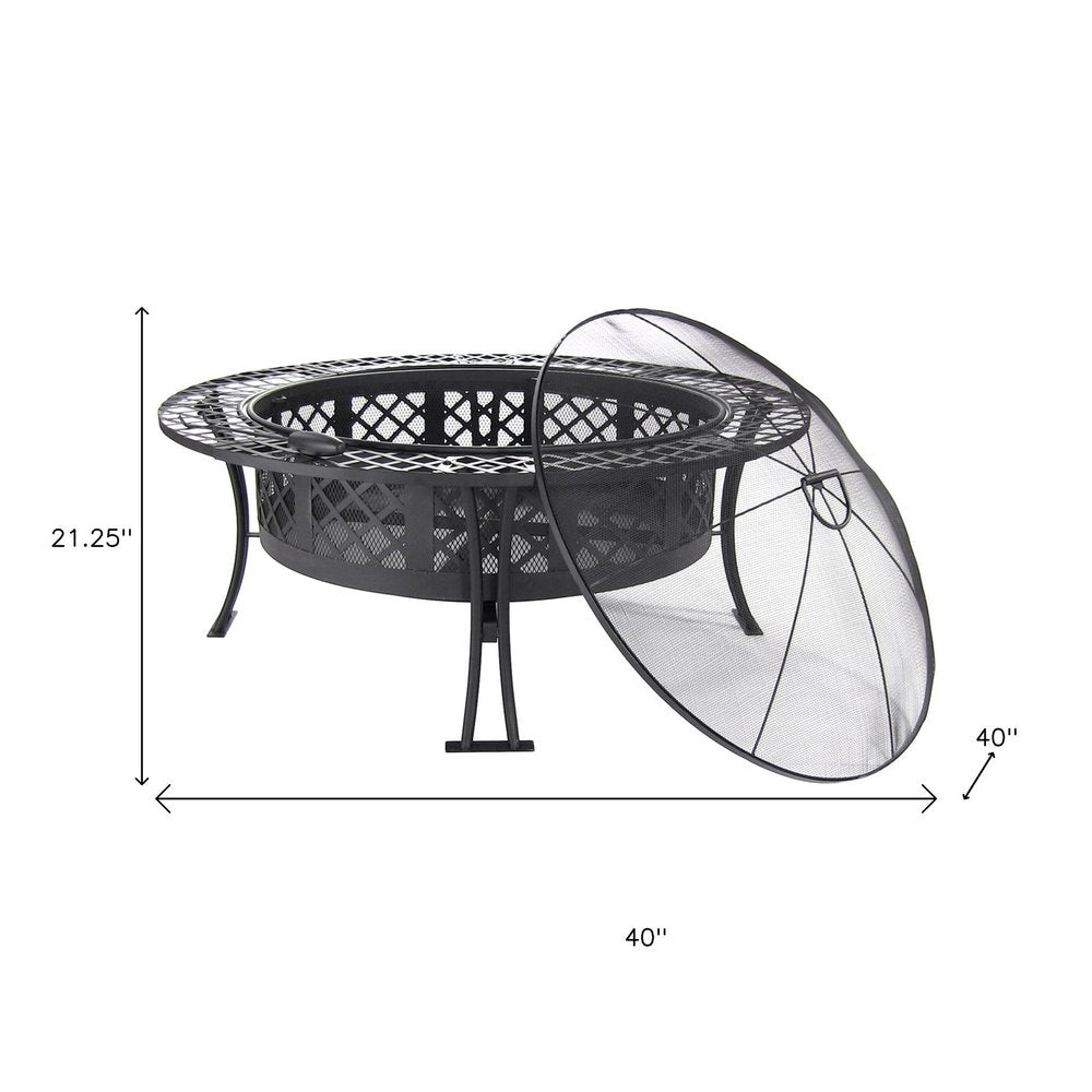 40" Black Steel Wood Burning Round Fire Pit HomeRoots