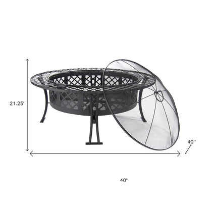 40" Black Steel Wood Burning Round Fire Pit HomeRoots