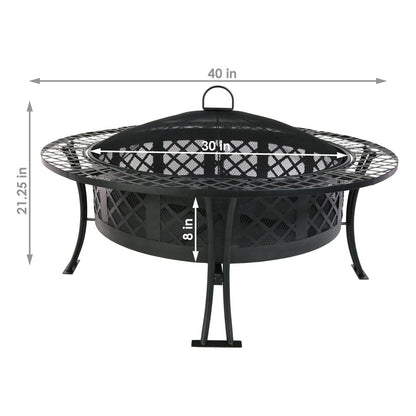 40" Black Steel Wood Burning Round Fire Pit HomeRoots