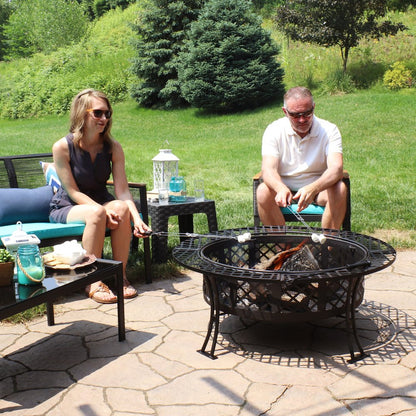 40" Black Steel Wood Burning Round Fire Pit HomeRoots
